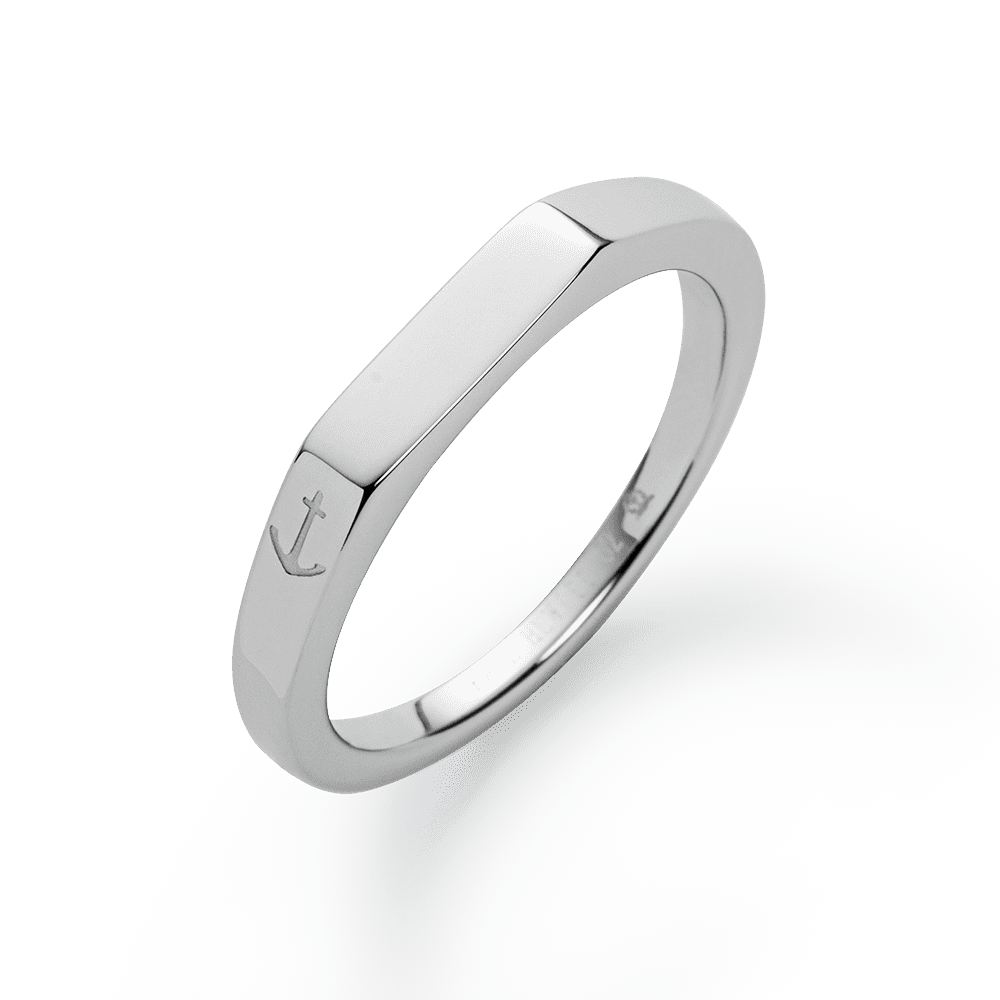 Men Slim Signet マリニウム Ring シルバー