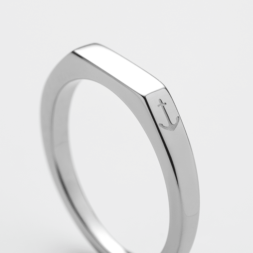 Men Slim Signet マリニウム Ring シルバー
