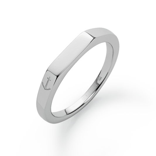 Men Slim Signet マリニウム Ring シルバー