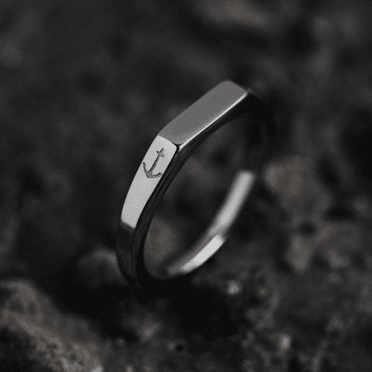 Men Slim Signet マリニウム Ring シルバー