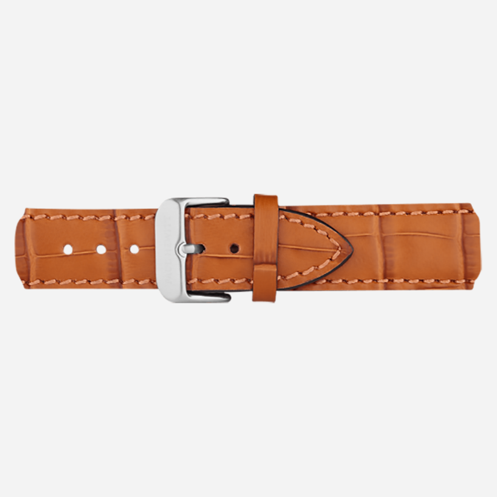 【WEB/期間限定】ウォッチストラップ シルバー レザー Embossed コニャック