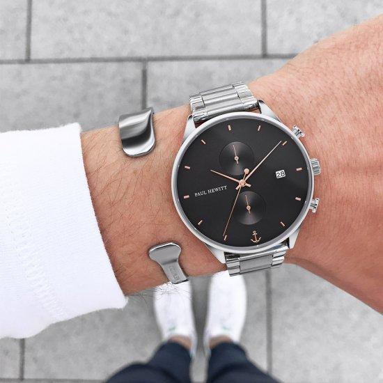 【Perfect Match】Chrono Line ミッドナイトオーシャン シルバーメタル and Paddle Cuff - ポールヒューイット日本公式サイト