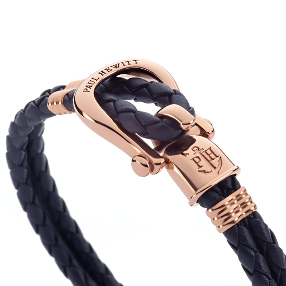 PHINITY レザーブレスレット ネイビーブルー/ローズゴールド - ポールヒューイット日本公式サイト