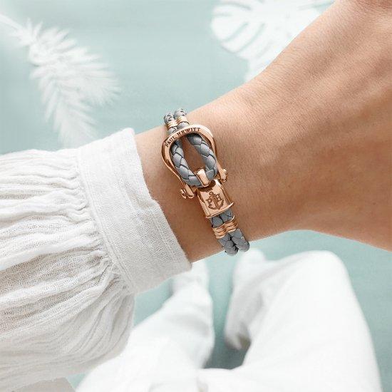 PHINITY レザーブレスレット グレー/ローズゴールド - ポールヒューイット日本公式サイト