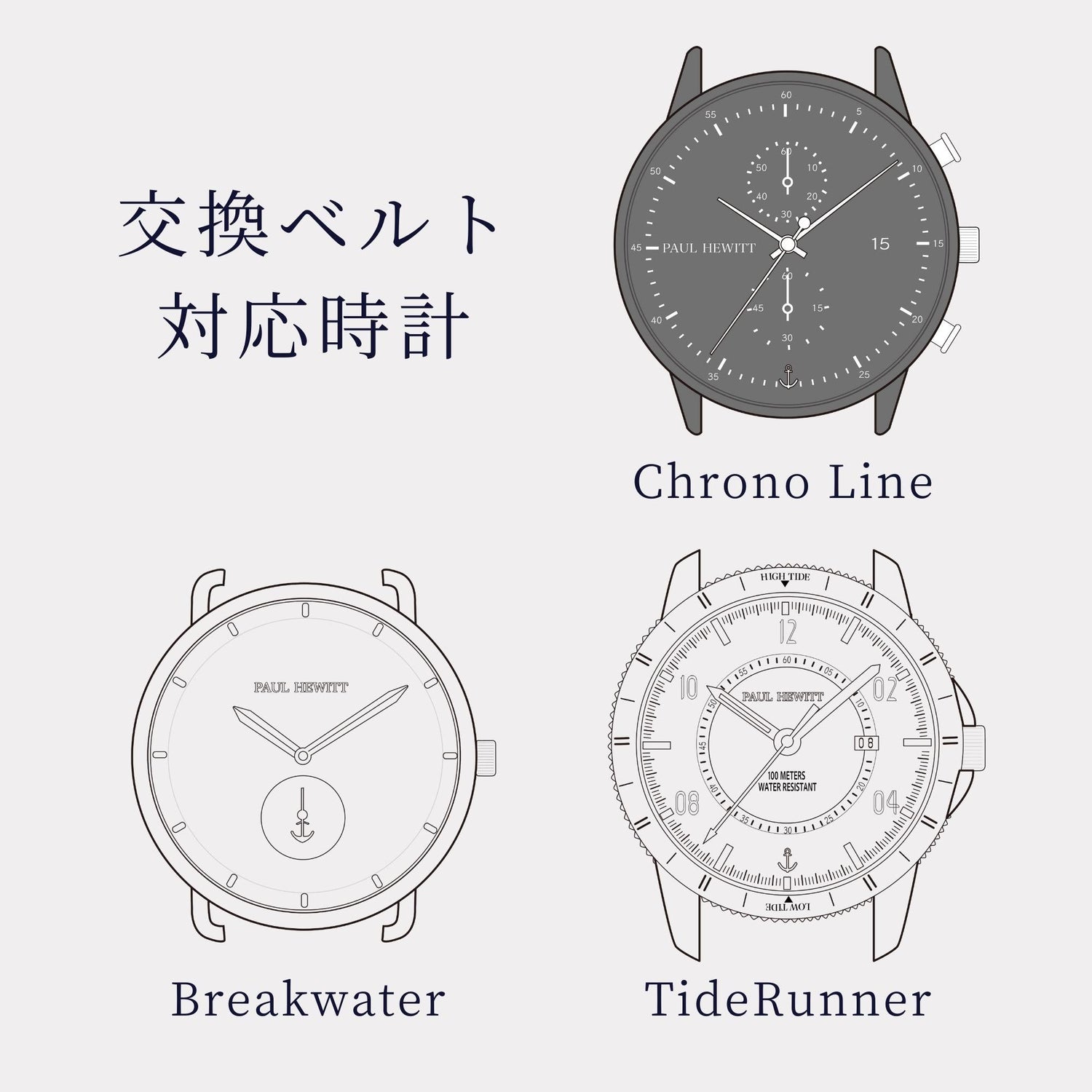 ウォッチストラップ ブラックレザーブラック - ポールヒューイット日本公式サイト