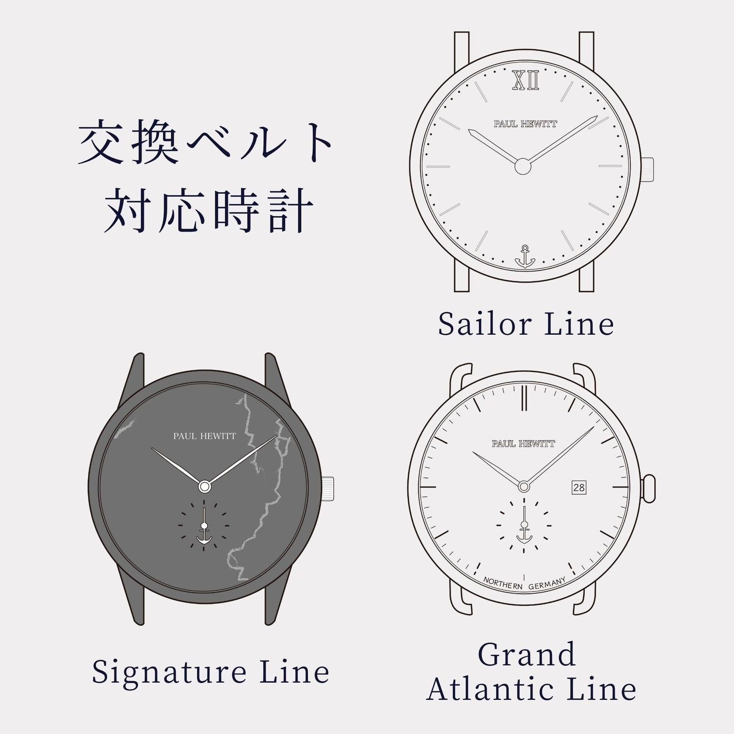 【WEB/期間限定】ウォッチストラップ シルバー レザーEmbossed ブラック - ポールヒューイット日本公式サイト