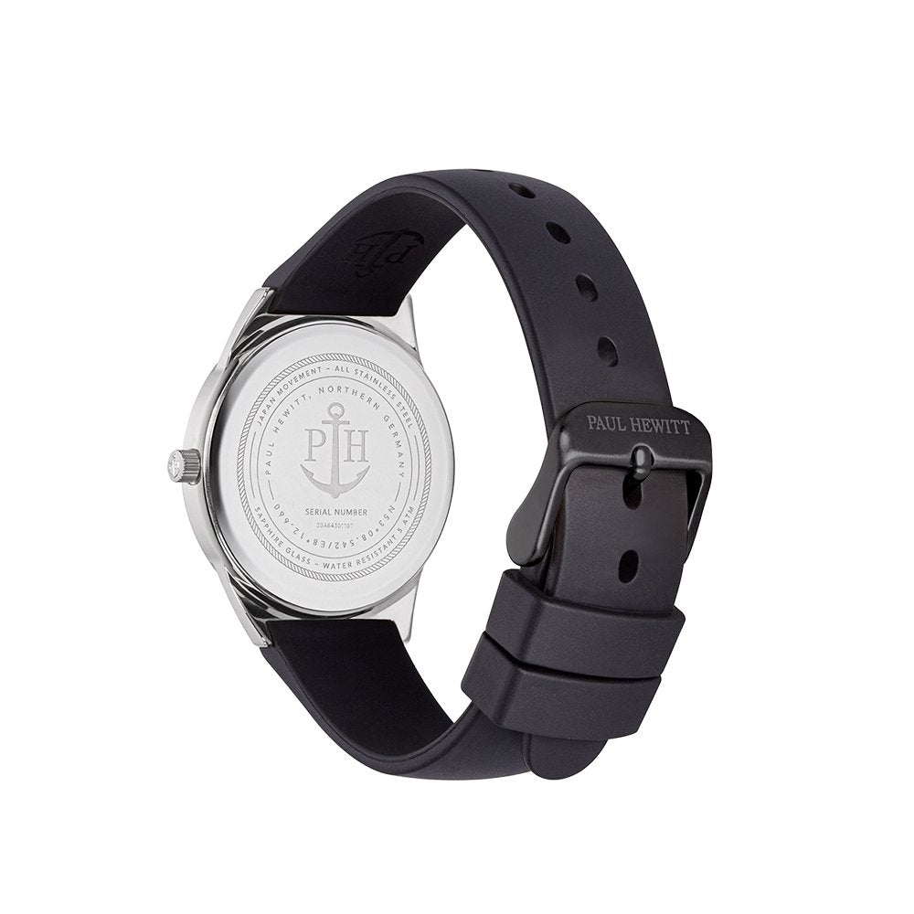 【WEB先行販売】Praia ブラック/シルバー ラバーストラップ - ポールヒューイット日本公式サイト