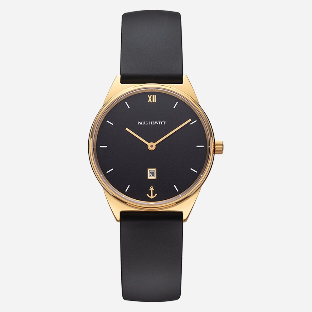 【WEB先行販売】Praia ブラック/ゴールド ラバーストラップ - ポールヒューイット日本公式サイト