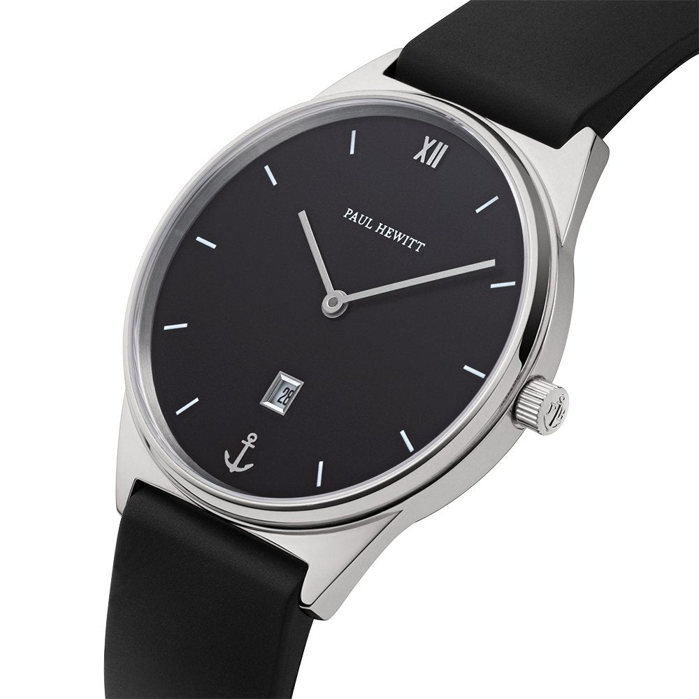 【WEB先行販売】Praia ブラック/シルバー ラバーストラップ - ポールヒューイット日本公式サイト