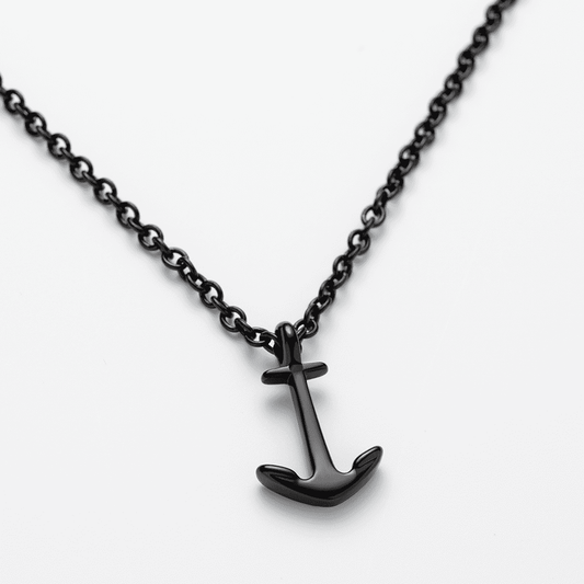 Men Anchor マリニウム Necklace ブラック