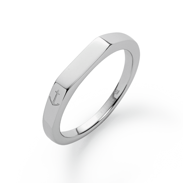 Men Slim Signet マリニウム Ring シルバー