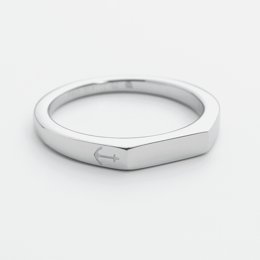 Men Slim Signet マリニウム Ring シルバー