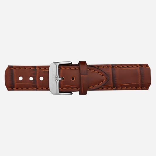 【WEB/期間限定】ウォッチストラップ シルバー レザー Embossed ダークブラウン
